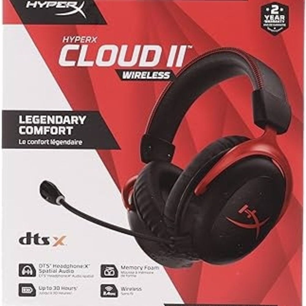 New In Box HyperX Cloud II Wireless Headset in Black and Red